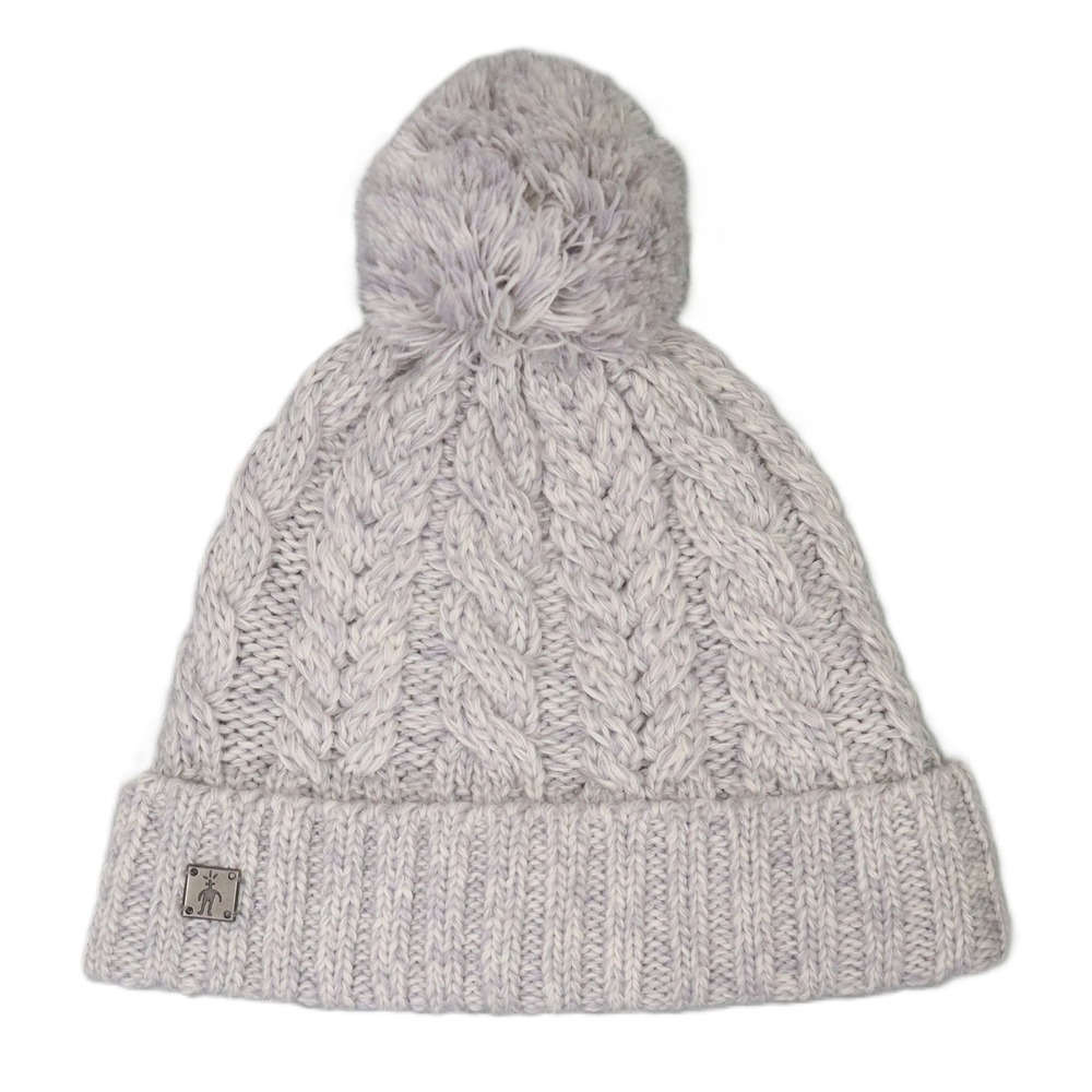Smartwool Isto Retro Cable Knit Pom‎ Beanie Light Gray Womens One Size F16